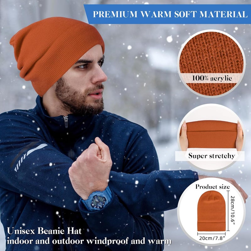 lucdnc Beanies for Men Women 2 Pack Fall Winter Men's Hats Unisex Warm Knit Skullies Beanies Soft Ski Caps - Image 2